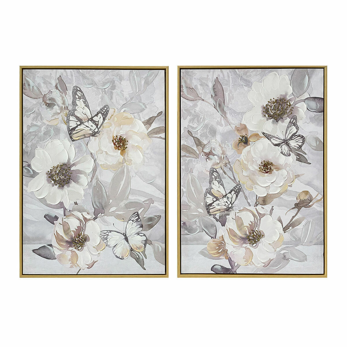 Painting DKD Home Decor Flowers (50 x 3,5 x 70 cm) (2 Units)