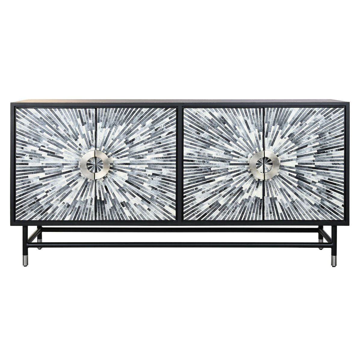 Sideboard DKD Home Decor 160 x 40 x 80 cm Black Grey White Bone Resin MDF Wood