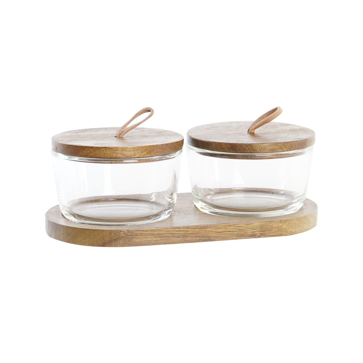 2 Tubs DKD Home Decor 20,5 x 10,5 x 7 cm Crystal Brown Transparent Acacia 240 ml - byKim