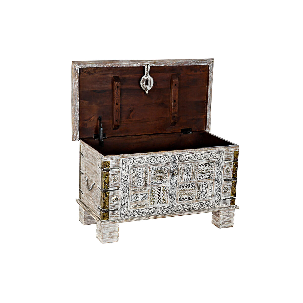 Chest DKD Home Decor Metal Mango wood 80 x 40 x 45 cm