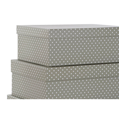 Set of Stackable Organising Boxes DKD Home Decor Mouse Grey White Cardboard (43,5 x 33,5 x 15,5 cm) DKD Home Decor