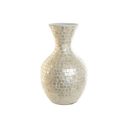 Vase DKD Home Decor White Bamboo Mother of pearl Natural Leaf of a plant Mediterranean 31 x 31 x 51,5 cm