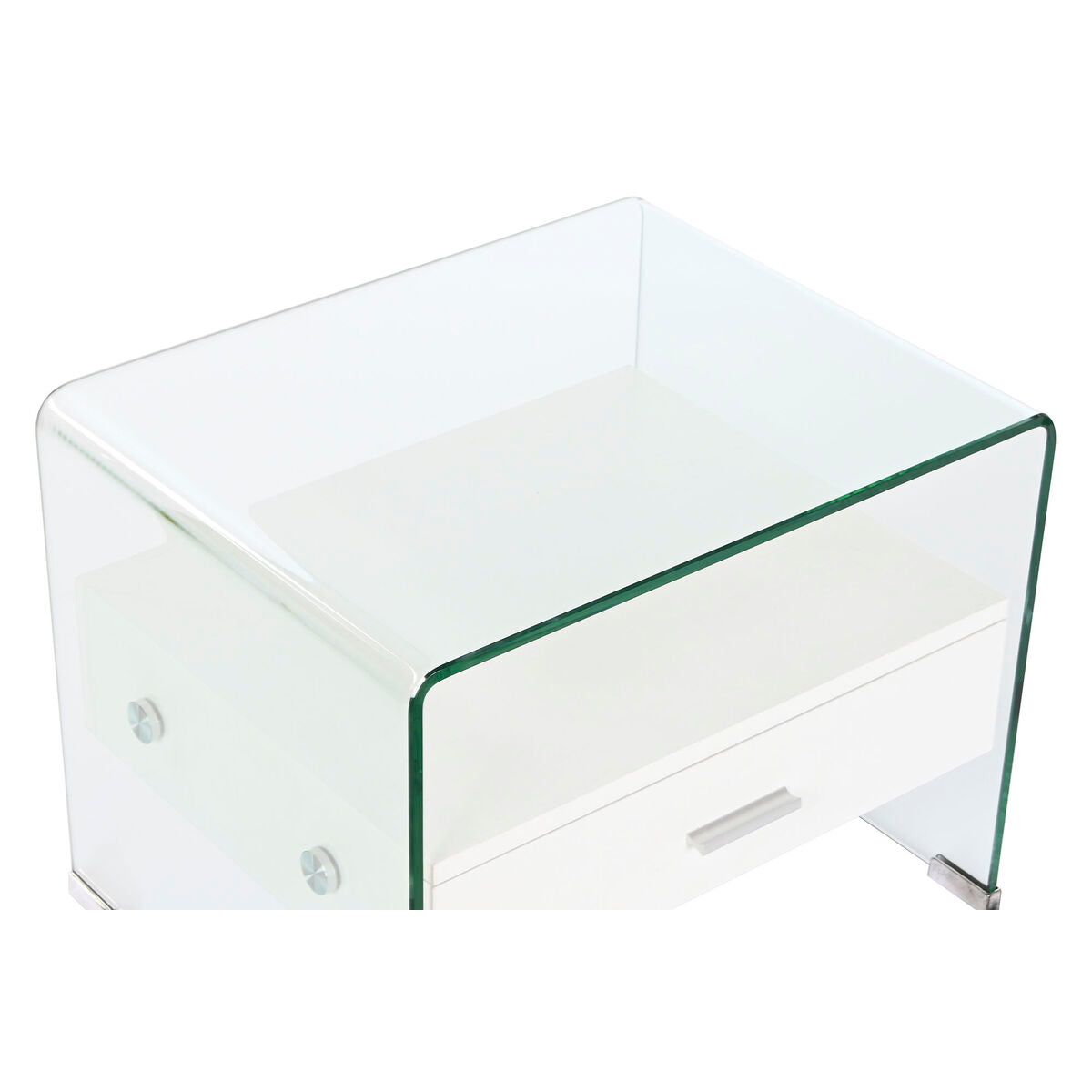 Nightstand DKD Home Decor White Transparent Crystal MDF Wood 50 x 40 x 45,5 cm