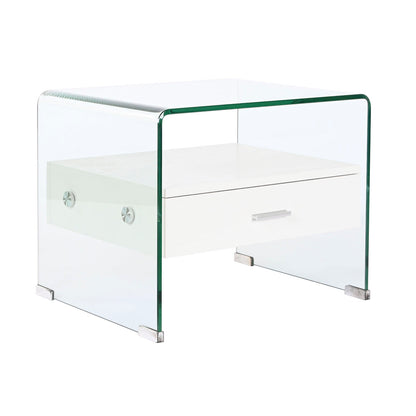 Nightstand DKD Home Decor White Transparent Crystal MDF Wood 50 x 40 x 45,5 cm