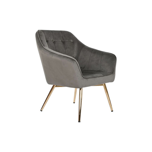 Armchair DKD Home Decor Golden Dark grey Metal 74 x 74 x 90 cm DKD Home Decor