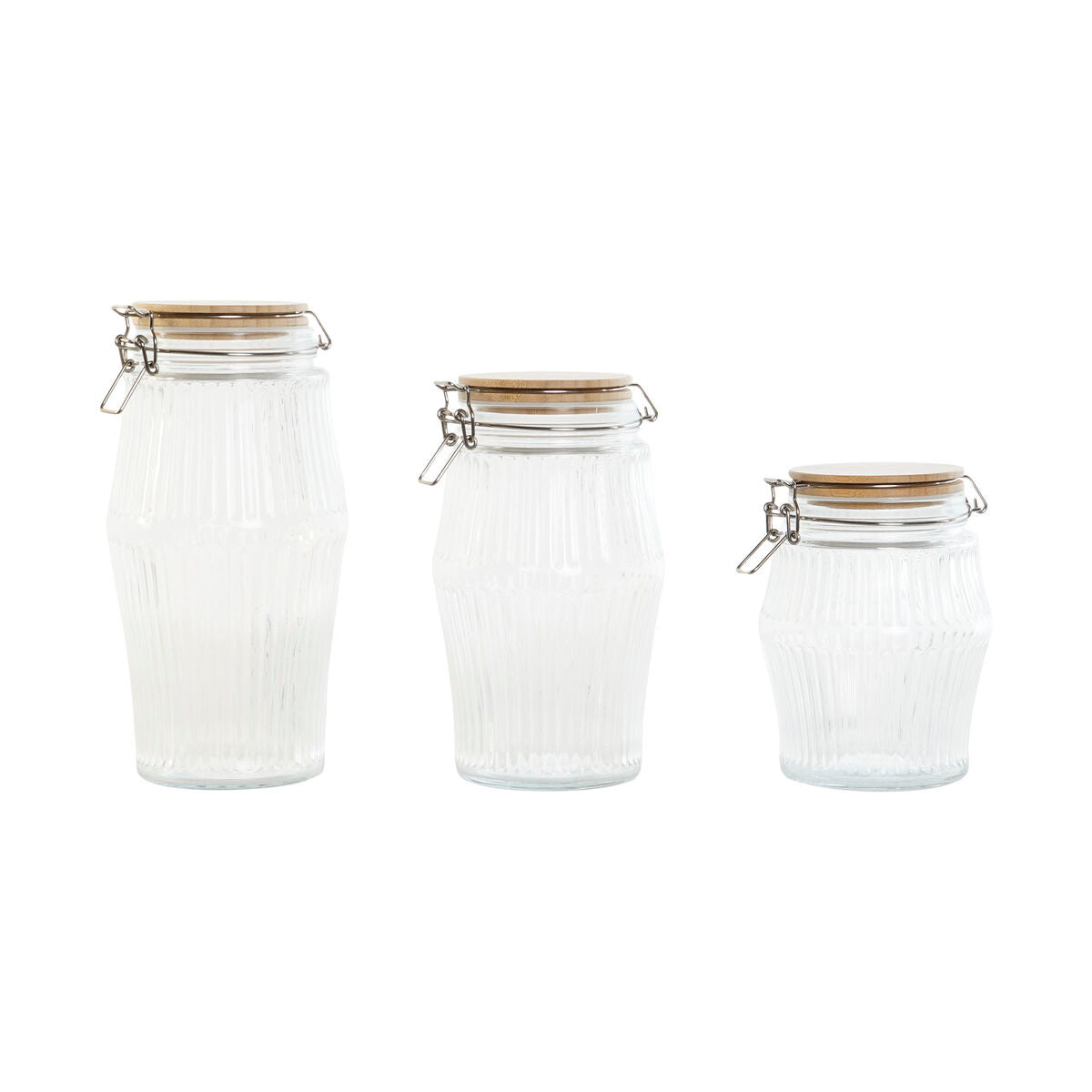 3 Tubs Home ESPRIT Transparent Silicone Bamboo Crystal 13,5 x 13,5 x 27 cm - byKim