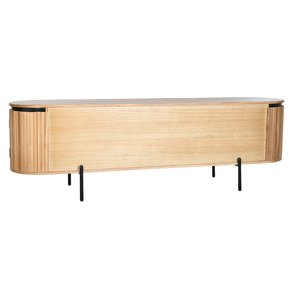 TV furniture Home ESPRIT Black Natural Metal Paolownia wood 180 x 40 x 55 cm