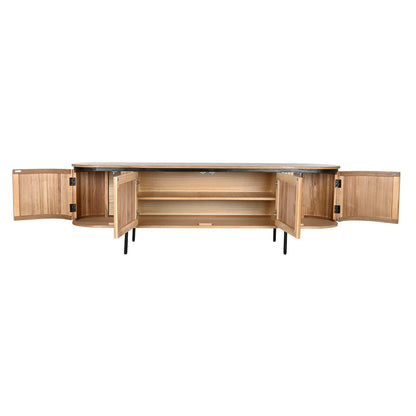 TV furniture Home ESPRIT Black Natural Metal Paolownia wood 180 x 40 x 55 cm