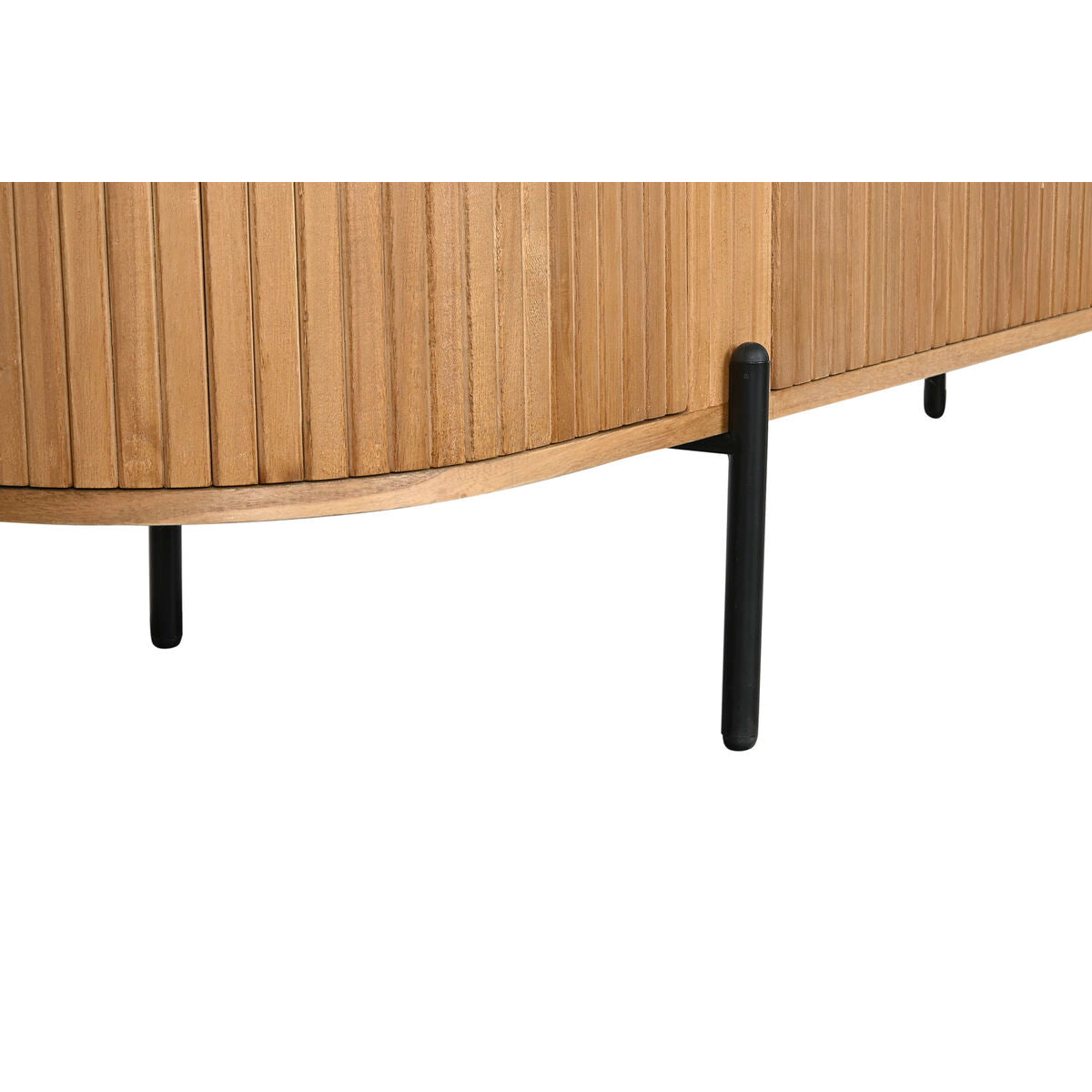 TV furniture Home ESPRIT Black Natural Metal Paolownia wood 180 x 40 x 55 cm