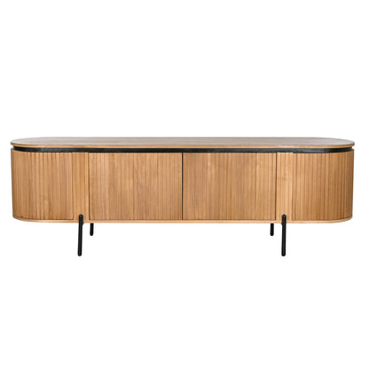 TV furniture Home ESPRIT Black Natural Metal Paolownia wood 180 x 40 x 55 cm