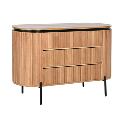 Chest of drawers Home ESPRIT Black Natural Metal Paolownia wood 110 x 39 x 72 cm