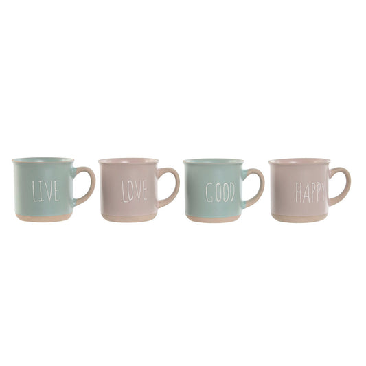 4 Piece Mug Set Home ESPRIT Blue Pink Stoneware 355 ml 9,7 x 7 x 9,2 cm - byKim