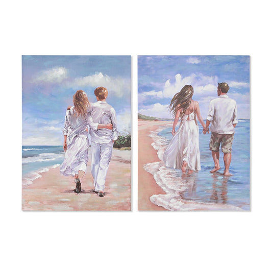 Painting Home ESPRIT Beach Mediterranean 70 x 3 x 100 cm (2 Units) Home ESPRIT