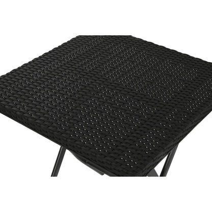 Table set with 2 chairs Home ESPRIT Black Steel synthetic rattan 58 x 58 x 71,5 cm