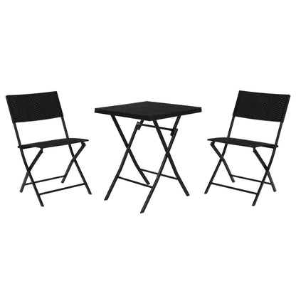 Table set with 2 chairs Home ESPRIT Black Steel synthetic rattan 58 x 58 x 71,5 cm