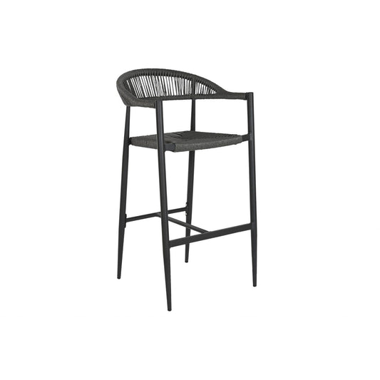 Stool Home ESPRIT Black Dark grey Aluminium Rattan 52 x 55 x 105 cm Home ESPRIT