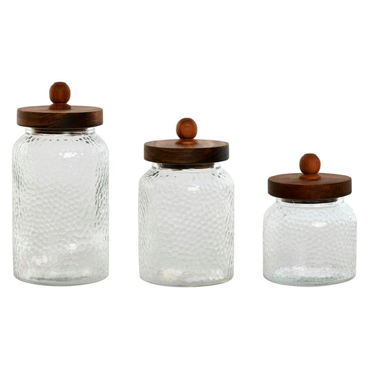 3 Tubs Home ESPRIT Transparent Natural Silicone Crystal Acacia 600 ml 900 ml 1,2 L 3 Pieces - byKim