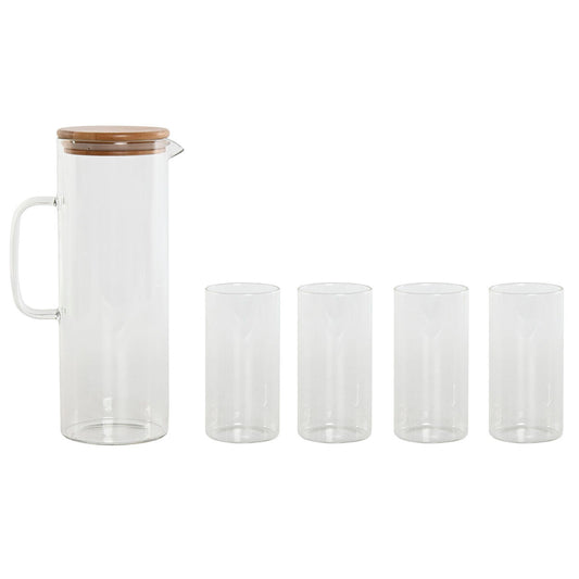 Set of glasses Home ESPRIT Transparent Bamboo Borosilicate Glass 210 ml