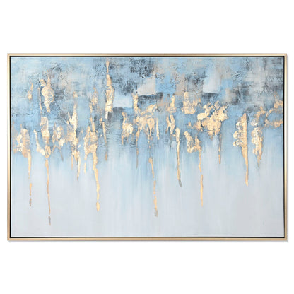 Painting Home ESPRIT Blue White Abstract Modern 187 x 3,8 x 126 cm