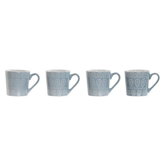 4 Piece Mug Set Home ESPRIT Blue Stoneware 340 ml 13 x 9,5 x 9,2 cm Mandala - byKim