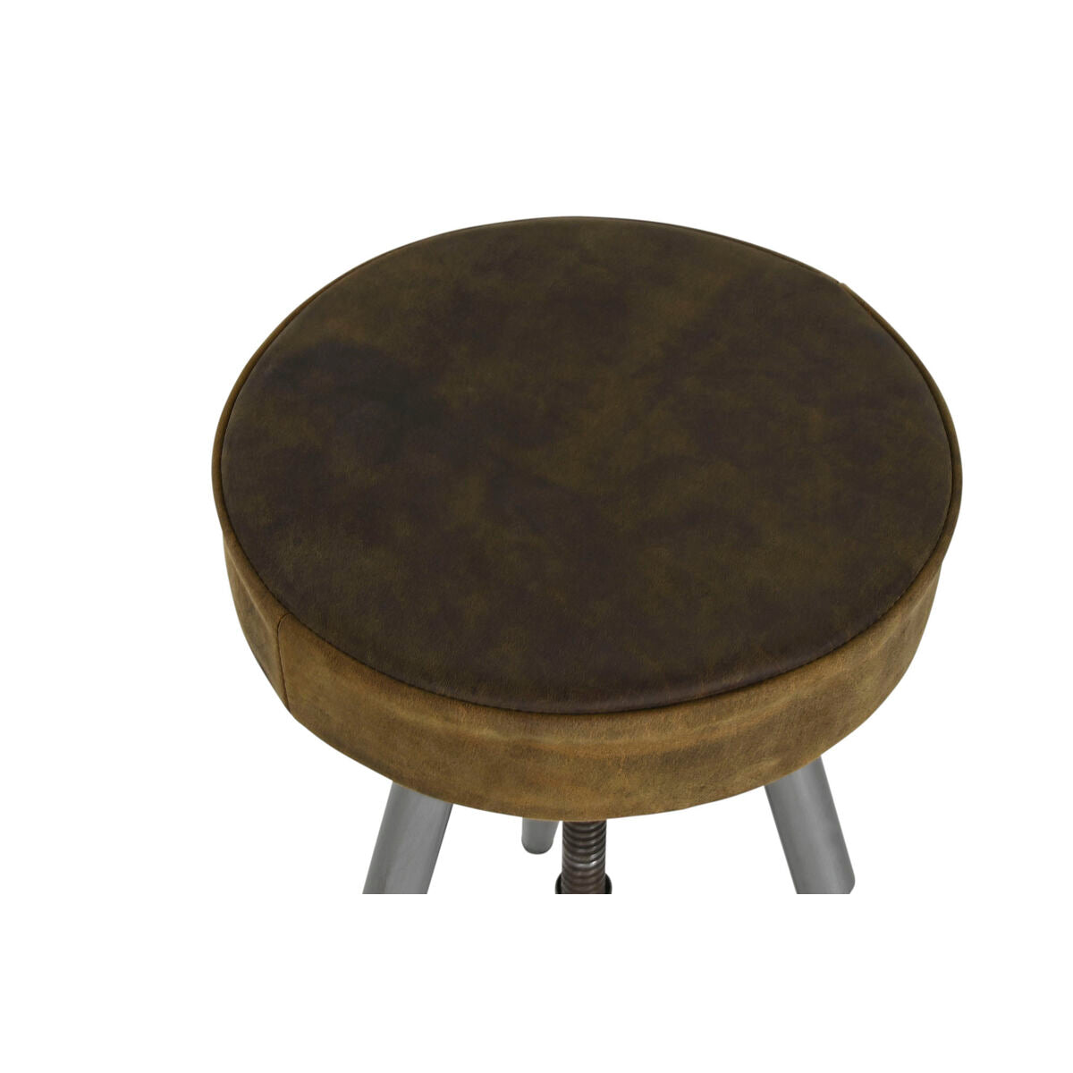 Stool Home ESPRIT Brown Silver Leather Metal 39 x 39 x 57 cm