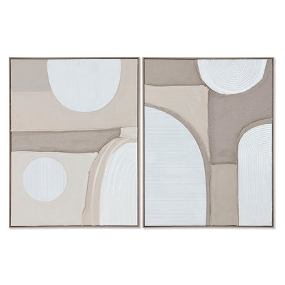 Painting Home ESPRIT White Beige Abstract Scandinavian 62 x 3,8 x 82 cm (2 Units)