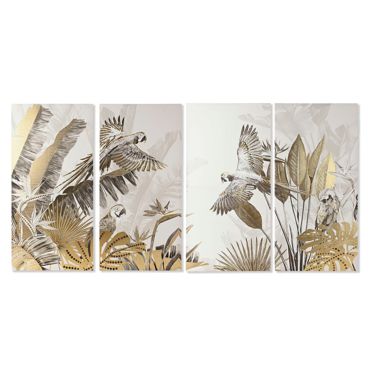 Set of 4 pictures Home ESPRIT Beige Golden Tropical 280 x 3,2 x 140 cm