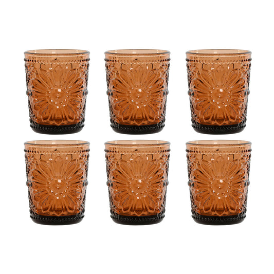 Set of glasses Home ESPRIT Amber Crystal (6 Units) Home ESPRIT