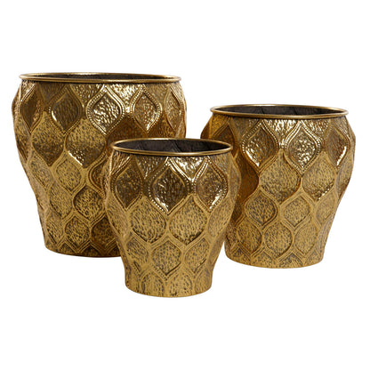 Set of Planters Home ESPRIT Golden Metal Modern 41 x 41 x 41,5 cm (3 Pieces)