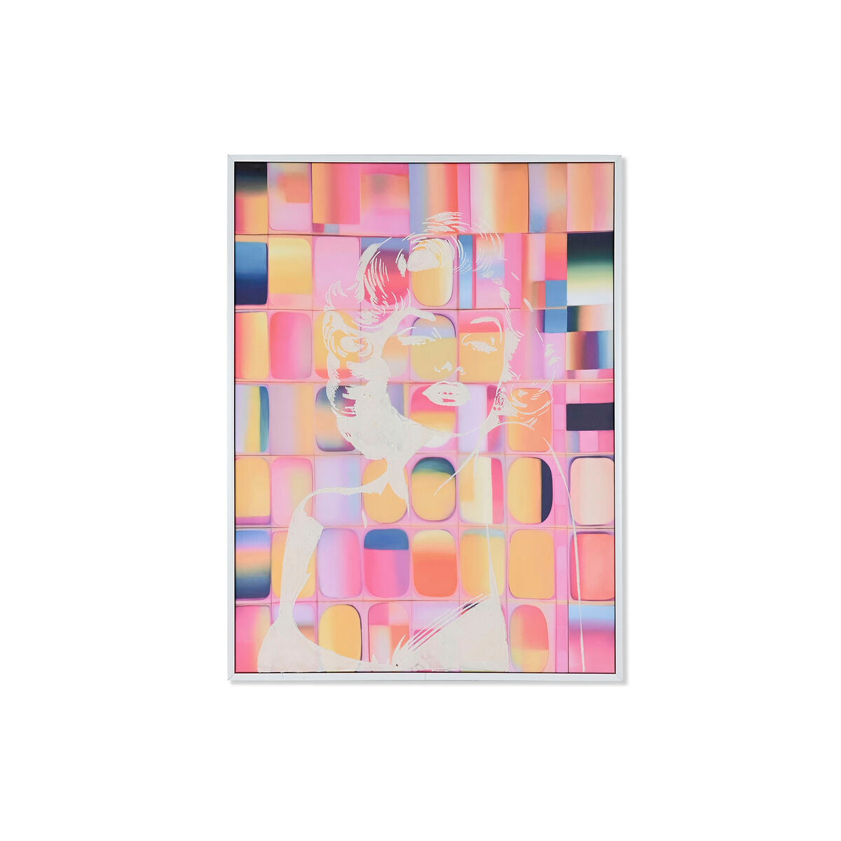 Painting Home ESPRIT Yellow Blue White Pink polystyrene Canvas Modern 94 x 4 x 123,5 cm (2 Units)