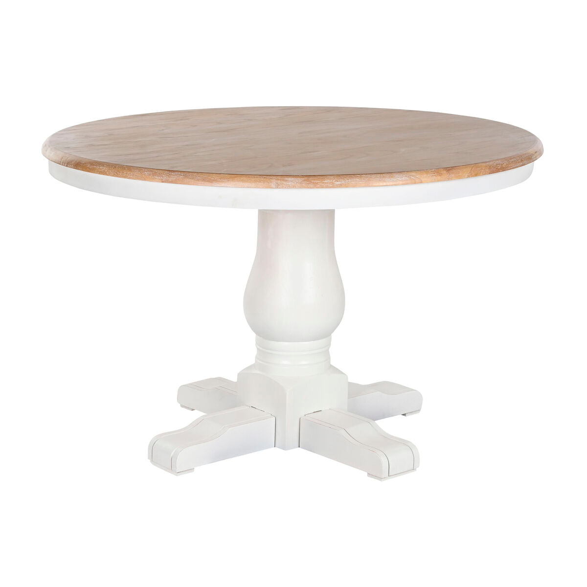 Dining Table Home ESPRIT White Natural Elm wood 120 x 120 x 76 cm