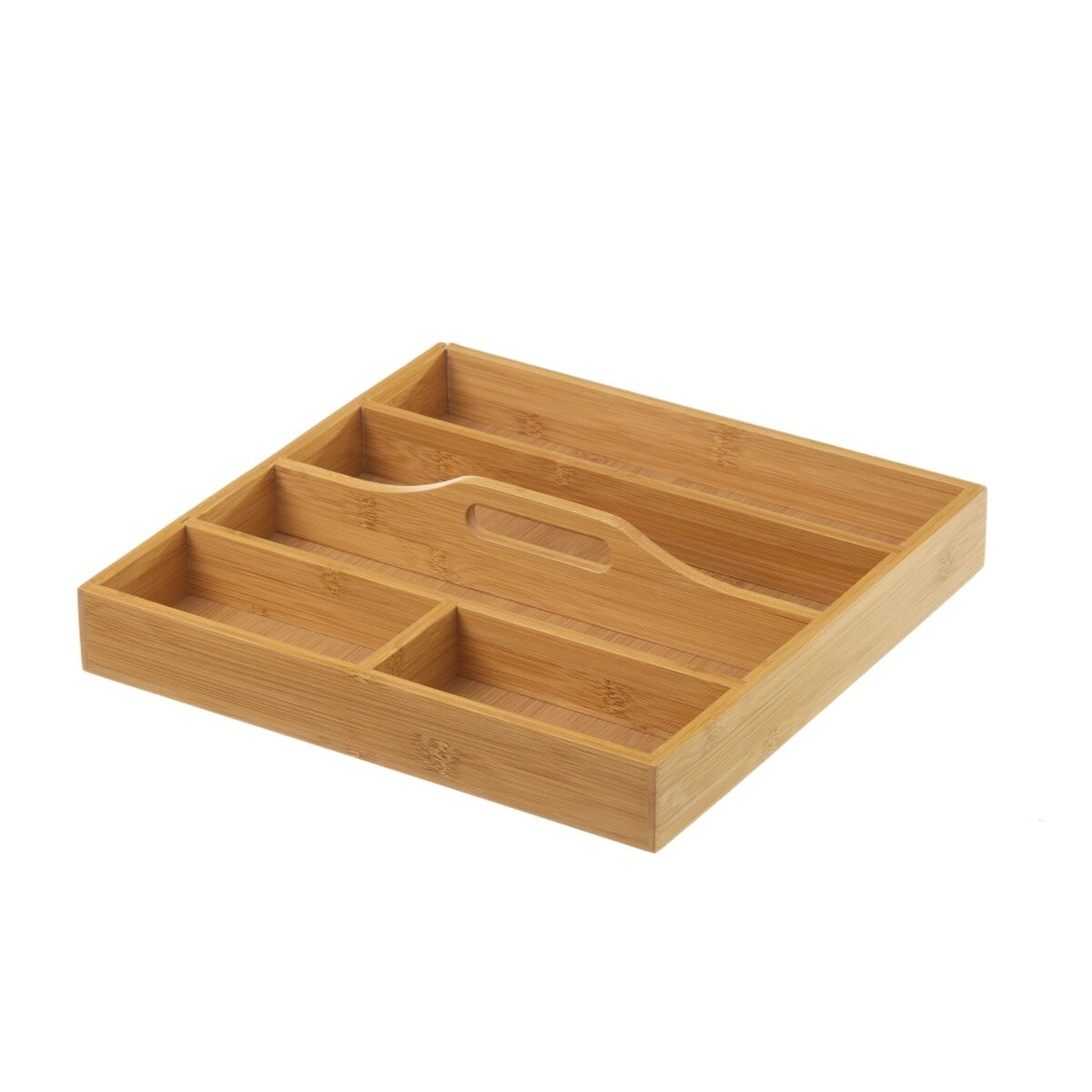 Cutlery Organiser Natural Bamboo 31 x 31 x 6,5 cm BigBuy Home