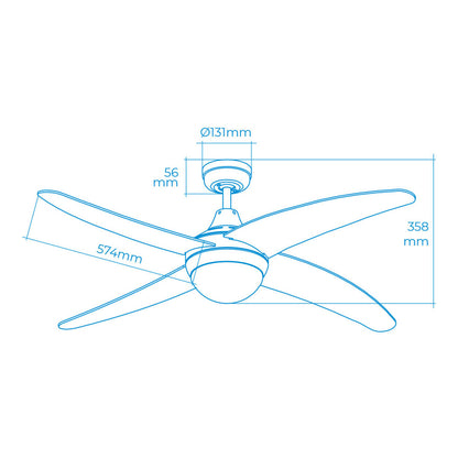 Ceiling Fan with Light EDM 33807 Caspio Silver 60 W