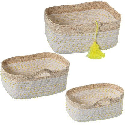 Set of Baskets Alexandra House Living 03775 White wicker Rattan Natural Fibre (3 Units)