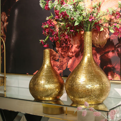 Set of 2 Vases Alexandra House Living Golden Ceramic 24 x 45 x 39 cm (2 Pieces)