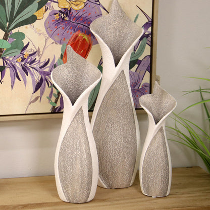 Set of 3 Vases Alexandra House Living White Grey Ceramic 14 x 27 x 42 cm (3 Pieces)