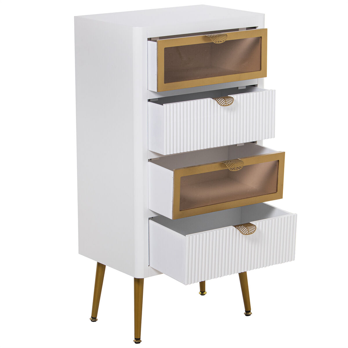 Chest of drawers Alexandra House Living White Brown Golden Wood 45 x 88 x 30 cm Alexandra House Living