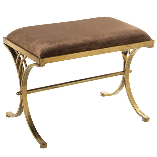 Bench Alexandra House Living Brown Golden Velvet Metal 60 x 46 x 37 cm Alexandra House Living