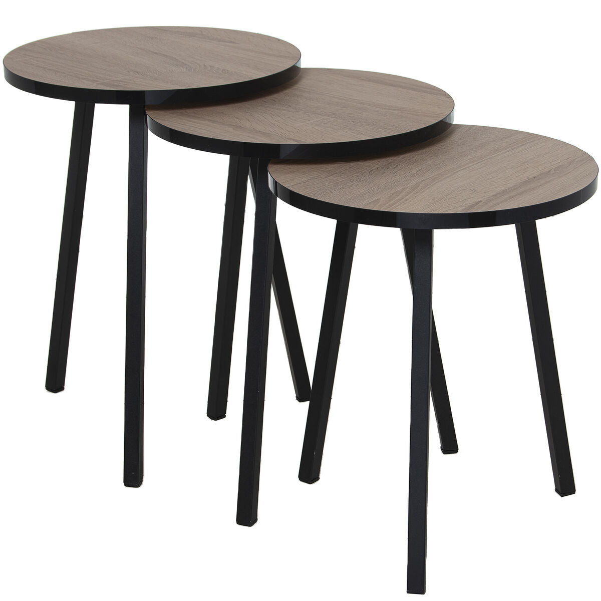 Set of 3 tables Alexandra House Living Black Golden Wood Alexandra House Living