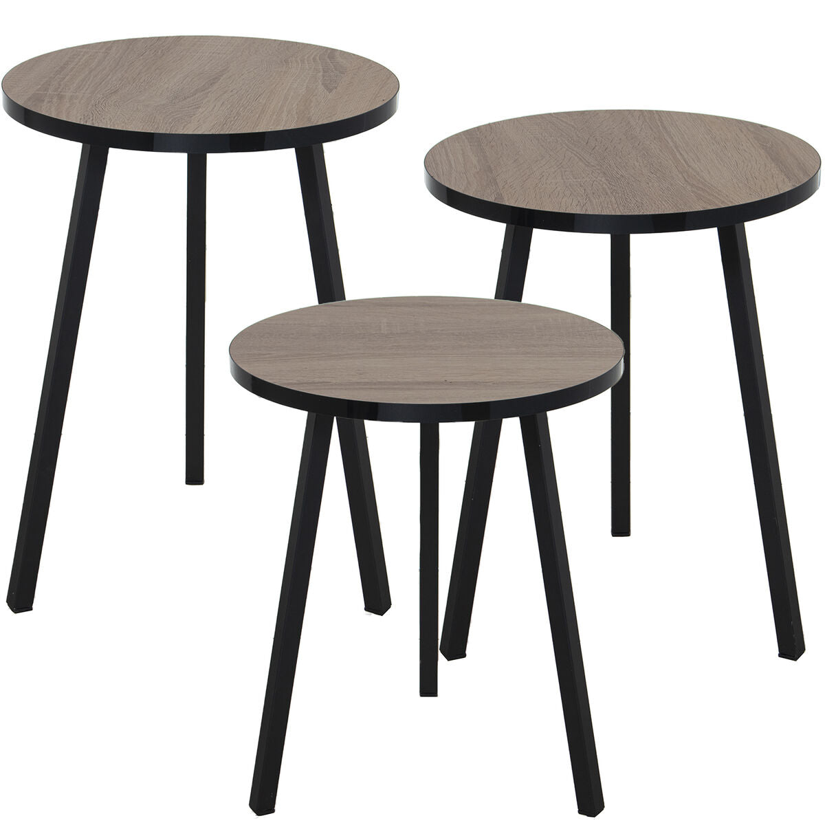 Set of 3 tables Alexandra House Living Black Golden Wood Alexandra House Living