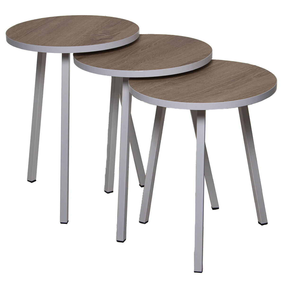 Set of 3 tables Alexandra House Living White Brown Wood