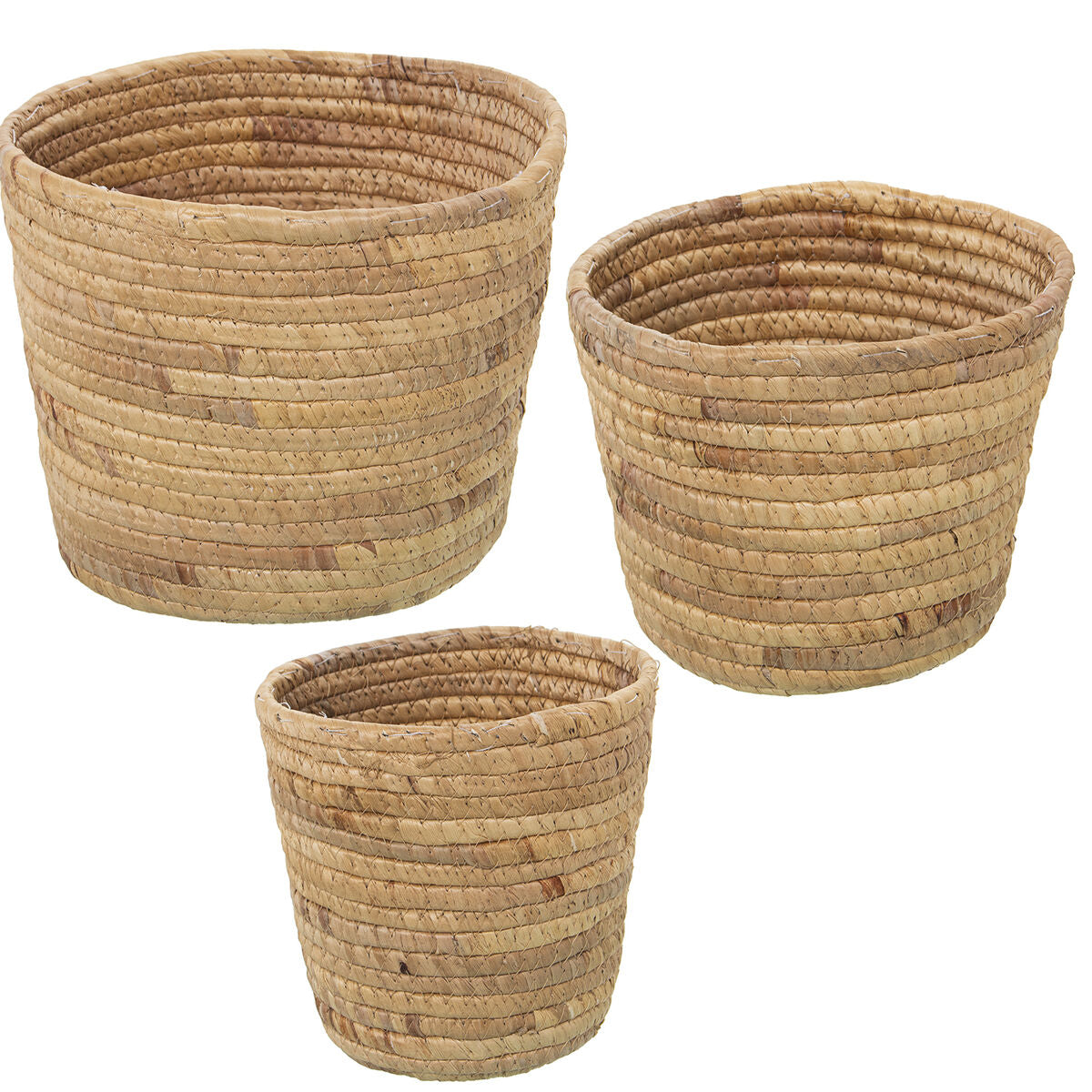 Set of Planters Alexandra House Living Brown Rattan Natural Fibre 3 Pieces Alexandra House Living