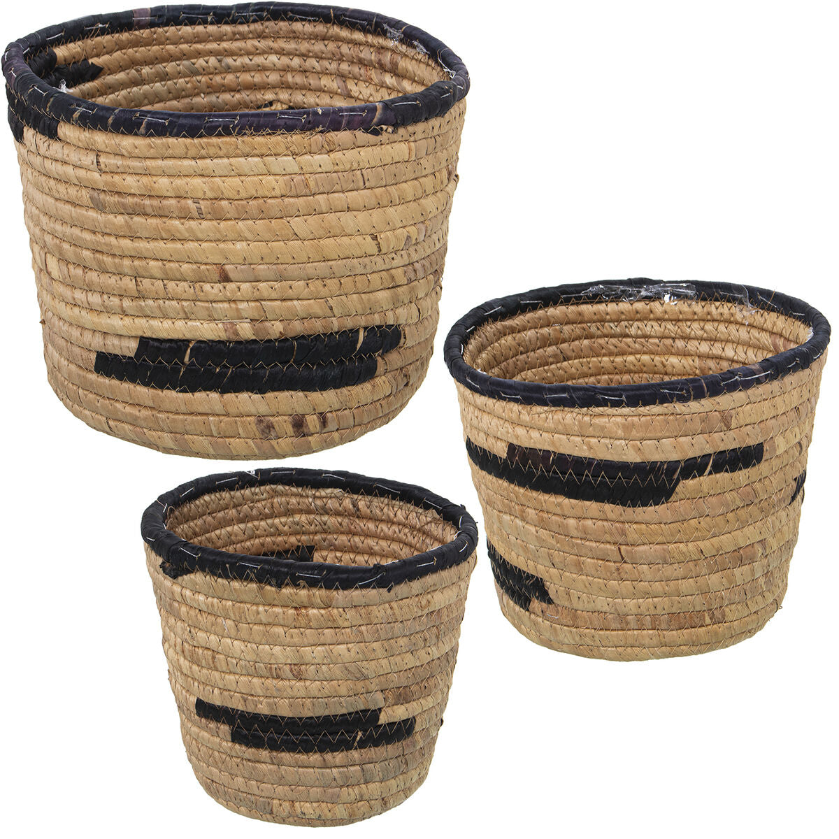 Set of Planters Alexandra House Living Brown Rattan Natural Fibre 3 Pieces