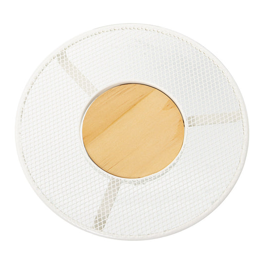 Table Mat Alexandra House Living White Wood Metal Grille 20 x 2 x 20 cm Alexandra House Living