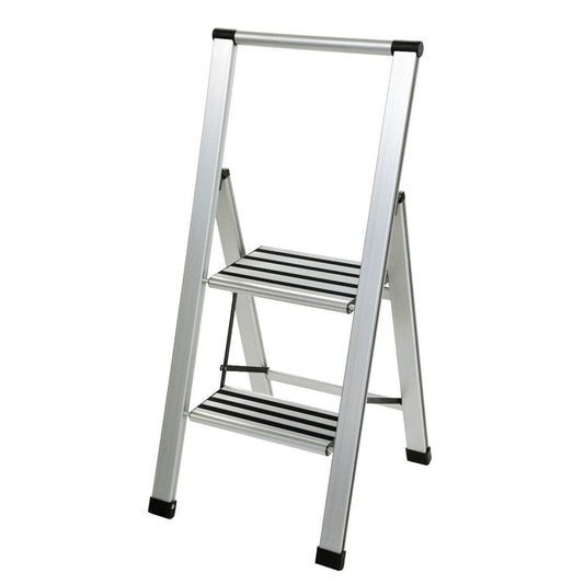 2-step folding ladder Alexandra House Living Grey Aluminium 44 x 94 x 51 cm - Your top destination for Fashion Accessories -Cosmetics - Home Decor