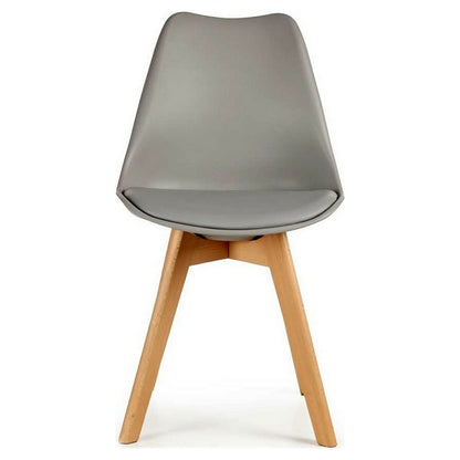 Dining Chair Grey Light brown Wood Plastic (48 x 43 x 82 cm)