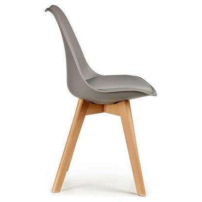 Dining Chair Grey Light brown Wood Plastic (48 x 43 x 82 cm)