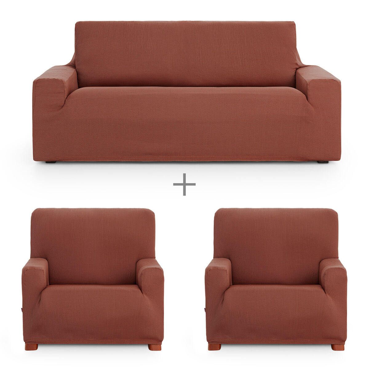 Sofa cover set Eysa ULISES Brown 3 Pieces