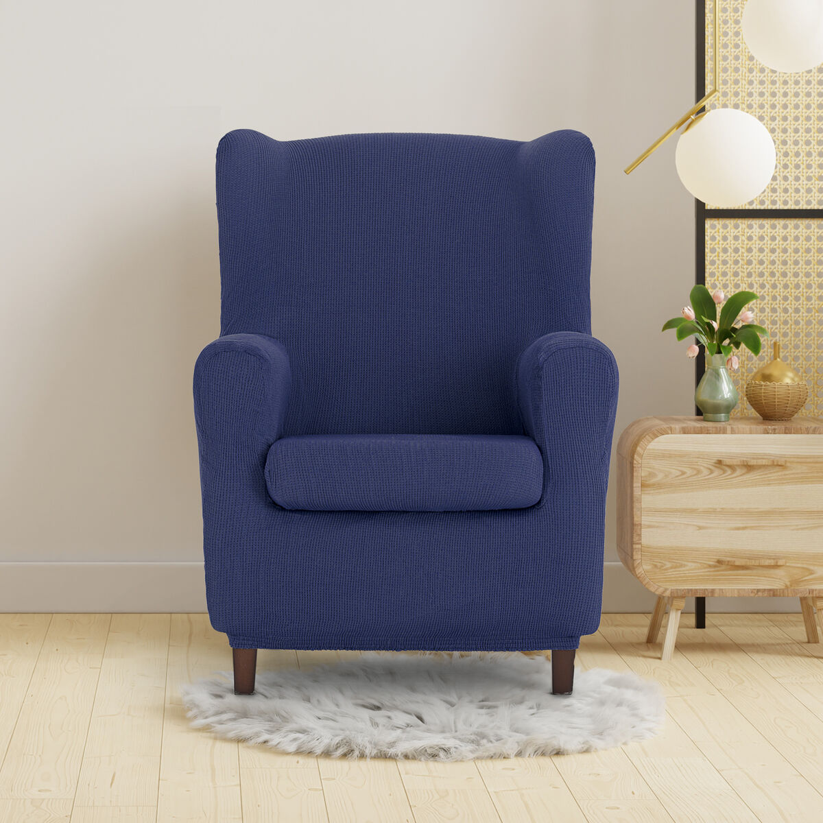 Wingback chair cover Eysa ULISES Blue 80 x 100 x 90 cm