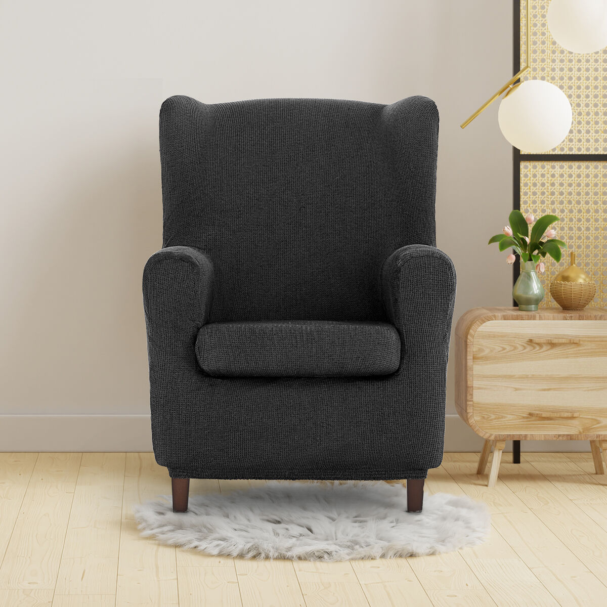 Wingback chair cover Eysa ULISES Dark grey 80 x 100 x 90 cm Eysa